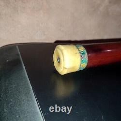 Antique bamboo and solid silver pipe C. 1900 China Indochina L47cm antique