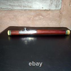 Antique bamboo and solid silver pipe C. 1900 China Indochina L47cm antique