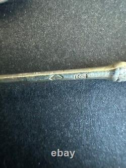 Antique box of 8 solid silver spoons and sterling stone RAUL Jewelry