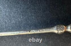 Antique box of 8 solid silver spoons and sterling stone RAUL Jewelry