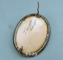 Antique brooch Limoges enamel, solid silver setting signed J. HOUMIEU Limoges