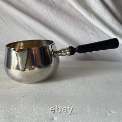 Antique casserole with ebony wood sauce, solid silver Minerve hallmark 1900 327 g net