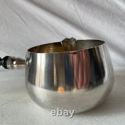 Antique casserole with ebony wood sauce, solid silver Minerve hallmark 1900 327 g net