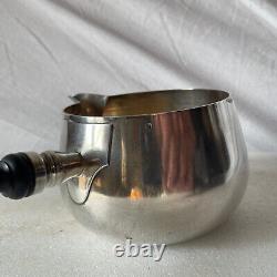 Antique casserole with ebony wood sauce, solid silver Minerve hallmark 1900 327 g net