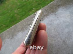 Antique cigarette case card holder in solid silver 56g floral decoration