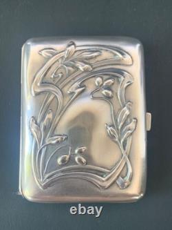 Antique cigarette case in solid silver and vermeil Art Nouveau period