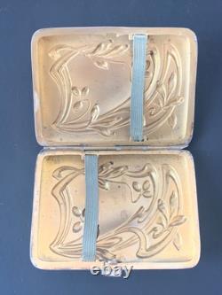 Antique cigarette case in solid silver and vermeil Art Nouveau period