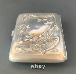 Antique cigarette case in solid silver and vermeil Art Nouveau period