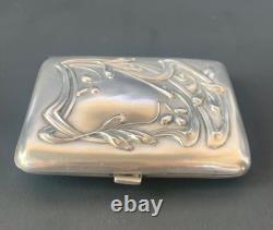 Antique cigarette case in solid silver and vermeil Art Nouveau period