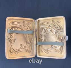 Antique cigarette case in solid silver and vermeil Art Nouveau period