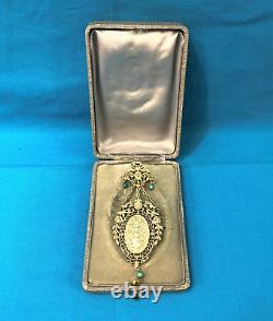 Antique convertible pendant into a brooch, gilded sterling silver / vermeil, 19th century jewelry