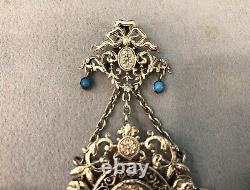 Antique convertible pendant into a brooch, gilded sterling silver / vermeil, 19th century jewelry