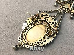 Antique convertible pendant into a brooch, gilded sterling silver / vermeil, 19th century jewelry
