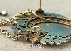 Antique convertible pendant into a brooch, gilded sterling silver / vermeil, 19th century jewelry