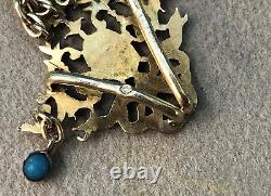 Antique convertible pendant into a brooch, gilded sterling silver / vermeil, 19th century jewelry