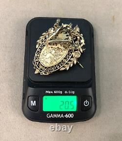 Antique convertible pendant into a brooch, gilded sterling silver / vermeil, 19th century jewelry