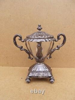 Antique crystal sugar bowl with solid silver Minerva hallmark