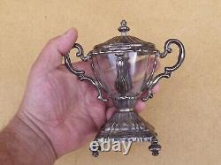 Antique crystal sugar bowl with solid silver Minerva hallmark