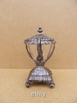 Antique crystal sugar bowl with solid silver Minerva hallmark