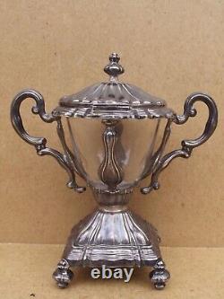 Antique crystal sugar bowl with solid silver Minerva hallmark