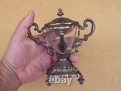 Antique crystal sugar bowl with solid silver Minerva hallmark