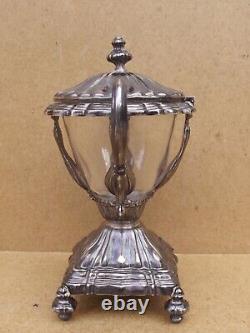 Antique crystal sugar bowl with solid silver Minerva hallmark