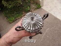 Antique crystal sugar bowl with solid silver Minerva hallmark