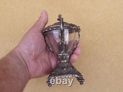 Antique crystal sugar bowl with solid silver Minerva hallmark