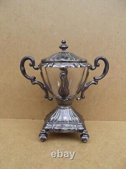 Antique crystal sugar bowl with solid silver Minerva hallmark