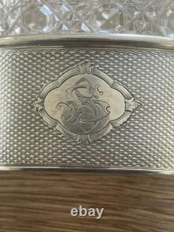 Antique cut crystal and solid silver Minerva liquor flask