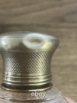 Antique cut crystal and solid silver Minerva liquor flask