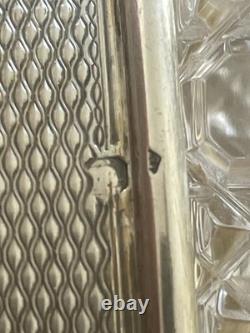 Antique cut crystal and solid silver Minerva liquor flask