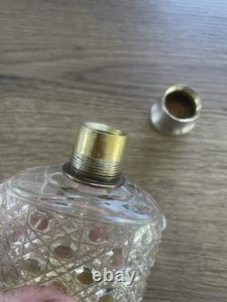 Antique cut crystal and solid silver Minerva liquor flask