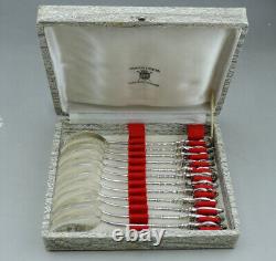 Antique dessert set 12 silver spoons solid china or Vietnam 253 grams