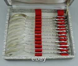 Antique dessert set 12 silver spoons solid china or Vietnam 253 grams