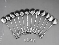 Antique dessert set 12 silver spoons solid china or Vietnam 253 grams