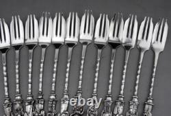 Antique dessert set 12 solid silver forks China or Vietnam 235 grams
