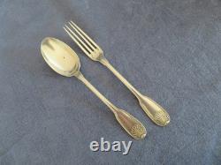 Antique dessert spoon, baptismal in solid silver by the silversmith Bezon Pierre 63 gr