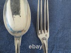 Antique dessert spoon, baptismal in solid silver by the silversmith Bezon Pierre 63 gr