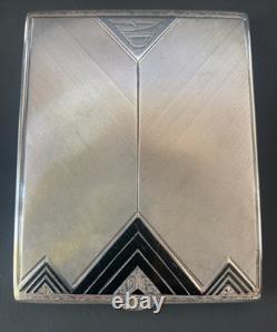 Antique enamel cigarette case in solid silver Art Deco period