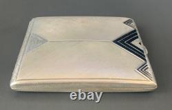 Antique enamel cigarette case in solid silver Art Deco period