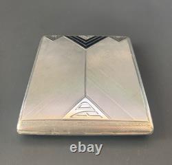 Antique enamel cigarette case in solid silver Art Deco period