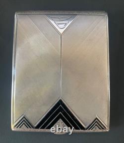 Antique enamel cigarette case in solid silver Art Deco period