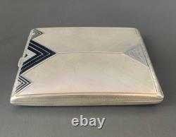 Antique enamel cigarette case in solid silver Art Deco period