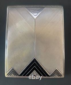 Antique enamel cigarette case in solid silver Art Deco period