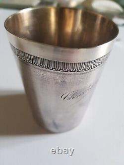 Antique large cup goblet in solid silver with Minerva hallmark 106 grams