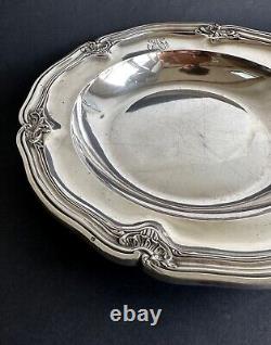 Antique large sterling silver serving dish D.R. Paris 19th century palm