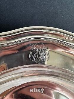 Antique large sterling silver serving dish D.R. Paris 19th century palm