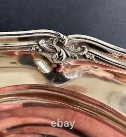 Antique large sterling silver serving dish D.R. Paris 19th century palm