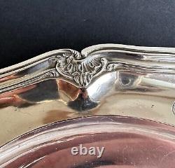 Antique large sterling silver serving dish D.R. Paris 19th century palm